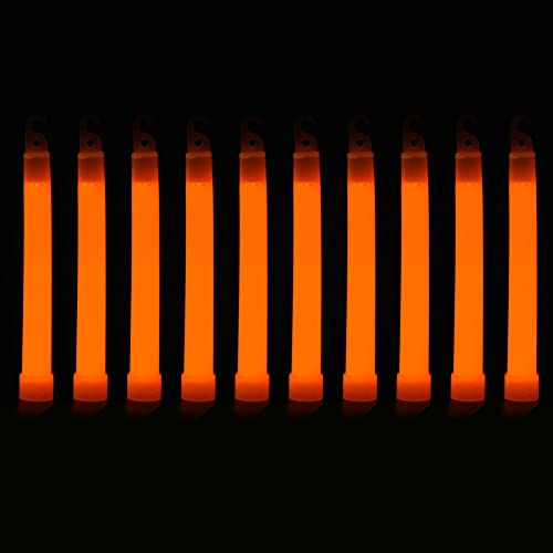 Starnearby Lot de 10 Bâtons Lumineux d'urgence de 15 cm, Bâtons Lumineux Fluorescent, étanches, avec Crochet pour Randonnée, Camping, Fête, Carnaval, Raves (Orange)