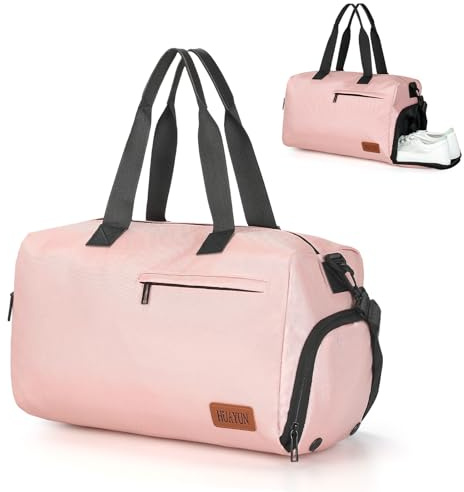 Romon Borsone Palestra Donna, Borsa Sportiva con Porta Scarpe, Tasca Umida e Impermeabile, Oxford 40x23x24cm Rosa per Viaggio e Fitness