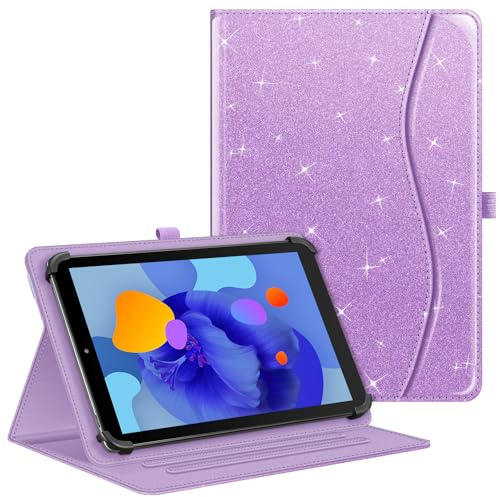Fintie Tablet universalfodral för Laptok/AWOW/Whitedeer/Hasskya/TABWEE/DOOGEE G5/U10/T10 W 10 tum, DOOGEE U11 Pro/Tab G6 11 tum, multivinkelfodral universellt för 9–11 tum surfplatta, glitter lila