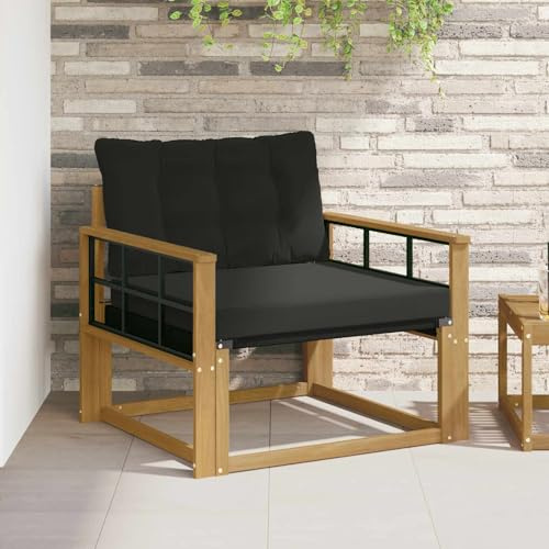 LoogCape Outdoor-soffa set av massivt akaciaträ och textil, väderbeständigt trädgårds-soffa element med kudde, modulär loungesoffa för terrass balkong veranda