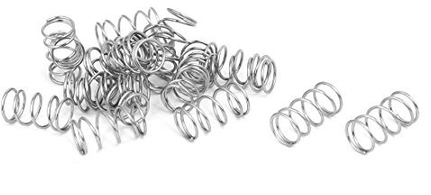 sourcing map 20Stücke Druckfeder 304 Edelstahl 0,7mmx8mmx15mm Silberton