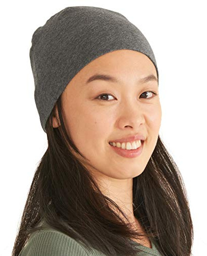CHARM 100% Bio Coton Bonnet Chimio Femme Homme - Chapeau Leger Peau Sensible sous Casque Serré Gris Foncé