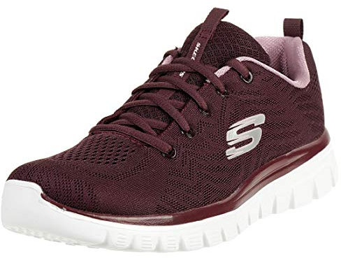 Skechers Damen Graceful Get Connected Sneaker, Wine Mesh/Lavender Trim, 36 EU