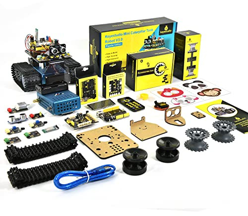 KEYESTUDIO Smart Robot Car Kit V2 Compatibile con Arduino IDE Elettronica Scatola con microcontrollore, modulo di tracciamento Linea, Robot Auto Giocattolo per Bambini