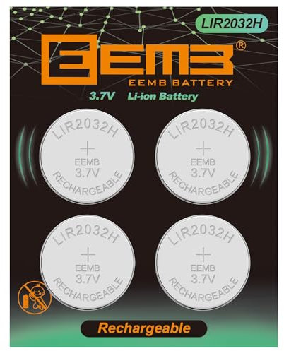 EEMB LIR2032H batteria ricaricabile 4PCS 3.7V batteria a bottone a gettoni agli ioni di litio 70mAh può sostituire ML2032 per l'orologio remoto della chiave dell'automobile Fob
