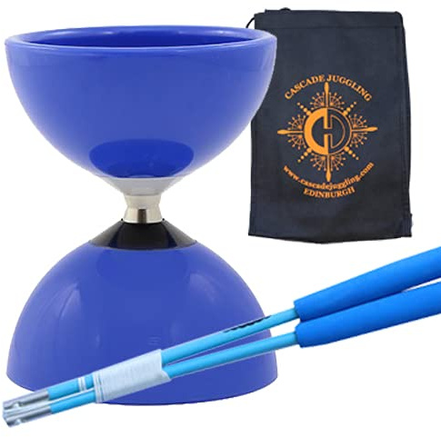 Juggle Dream Carousel Bearing Diabolo and Fiber Sticks with Bag - Bearing Diablo Set for Kids (Blue)