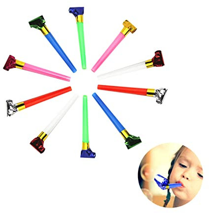 Partytröten, Luftrüssel, Party Krachmacher, Partytröten Mehrfarbig, Tröten Kindergeburtstag, Tröten Luftrüssel Party Gebläse für Geburtstagsfeier Neujahr Party Bankett, WM, Sportspiele, 10 Stück