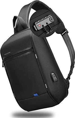 Kingsons Sling Bag 13 Inch Chest Bag Cross Body Sling Backpack with USB Charging Port Lightweight Water Proof for Men Women,Black