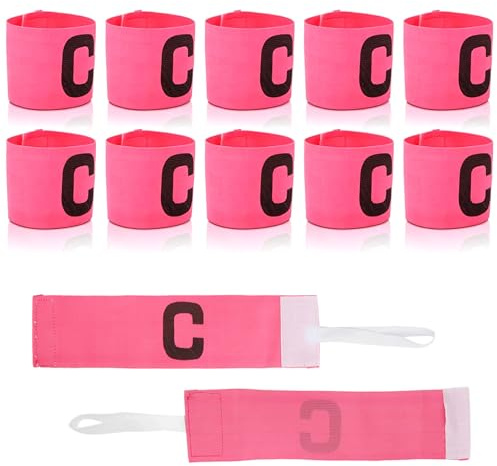 Cyrank Brazalete de capitán de fútbol, ​​10 Uds., Brazalete elástico de capitán de fútbol, ​​Bandas Ajustables de Nailon para Jugadores de Baloncesto para jóvenes Adultos(Rosa)