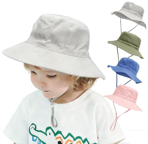 YANWANG Bébé Enfants Chapeau de Soleil Ajustable, Protection Solaire UPF 50+ Casquette de Plage pour Bambin Garçons Filles(Grey,2-6years)