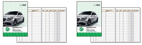 SIGEL FA513 Fahrtenbuch A5, 64 Seiten - für Vielfahrer max. 540 Fahrten - für Deutschland und Österreich, vom Finanzamt anerkannt (Packung mit 2)