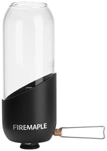 Fire-Maple Camping Gaslaterne Glas Stahl Aluminium Propan oder Isobutanbrennstoff Einstellbare Helligkeit Campinglaterne Keine Mantel erforderlich Campingausrüstung Notwendigkeit für Notfälle Schwarz