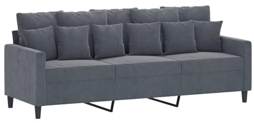 vidaXL Sofá de 3 Plazas, Asiento con Reposabrazos Respaldo, Sillón de Descanso Relax Televisión, Sofá Tapizado para Salón, Tela Gris Oscuro