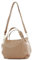 modamoda de T218 Damen Leder Henkeltasche Tragetasche Schultertasche handmade in Italy, Farbe:Blassbraun/Metall Gold