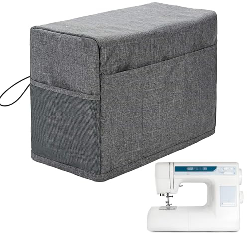 Moreeulsi 46 x 32 x 24 cm Cubierta Impermeable para máquina de Coser, protección contra el Polvo Plegable para máquina de Coser, con Bolsillos de Almacenamiento, Cubiertas para máquinas de Coser