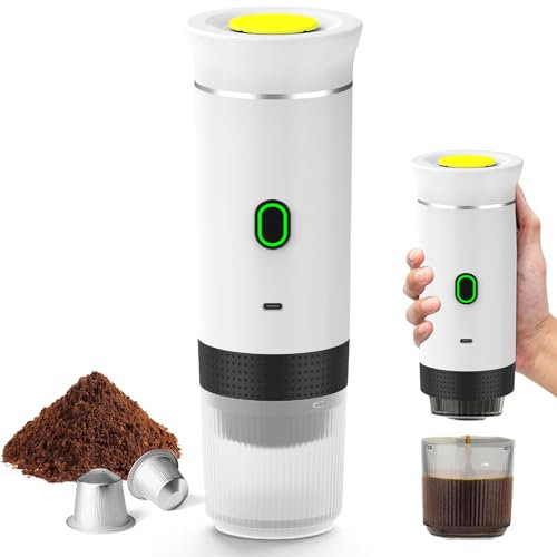 Cafetera espresso 3 en 1, cafetera multicápsulas con autocalentamiento de 4 a 6 minutos, para cápsulas pequeñas o grandes y café molido, cafetera portátil para oficina y hogar (color blanco)