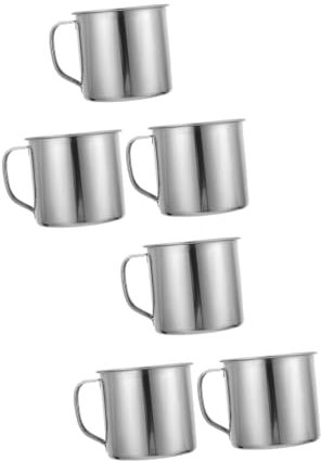 ELAYARD 6pièces Tasses Garçon Fille Acier Inoxydable Mug Pratique Avec Poignée Cup Garçon Fille Incassable Pour Lait Et Jus Set De Tasses Sans Couvercle