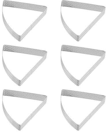 sourcing map Lot de 6 anneaux à gâteau perforés de 9 cm en acier inoxydable en forme d'éventail - Antiadhésifs - Pour tartelettes et mousses, gâteaux - Outils pour la cuisson de gâteaux, desserts