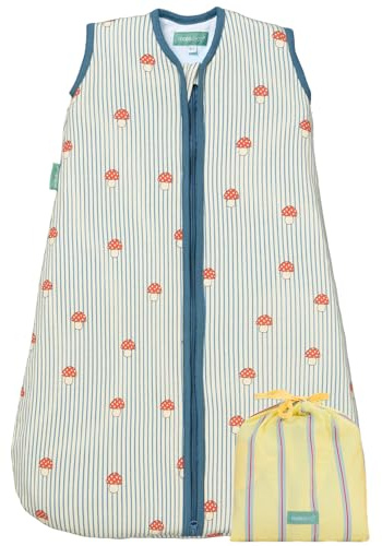molis&co - Saco Dormir Bebé TOG 1-70 cm (0-6 Meses) - Saco Dormir Bebe Primavera y Otoño sin Mangas - Saco de Dormir Bebe para Niños Niñas (Unisex) - 100% Algodón (Oeko-Tex) - Mushrooms