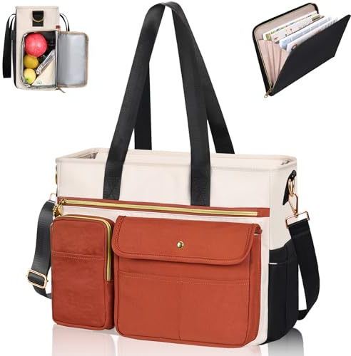 ESTARER Borsa per insegnanti con cartella avanzata, borsa da lavoro con scomparti per laptop, borsa da insegnante portatile per donne, borsa a tracolla per laptop, accessori per insegnanti, 15,6