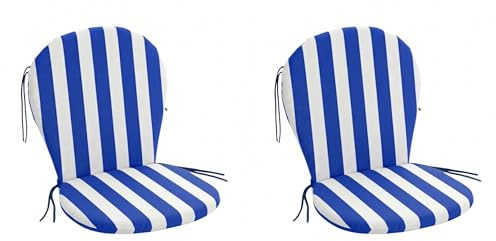 PIND Cojín para Silla de Exterior en Forma de Guitarra Rayas Pack 2 Unidades - Almohadilla Acolchada para Silla 50x92x3,5 cm con Cremallera y Cordones Ajuste.