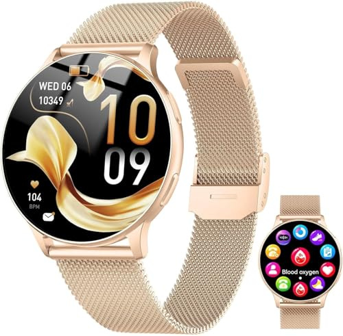 Montre Connectée Femme avec Appel Bluetooth, 1.32 Smartwatch avec Fréquence Cardiaque/SpO2/Sommeil Montre, 120+ Mode Sportifs Montre, IP68 étanche Fitness Podomètre Compatible pour Android iOS