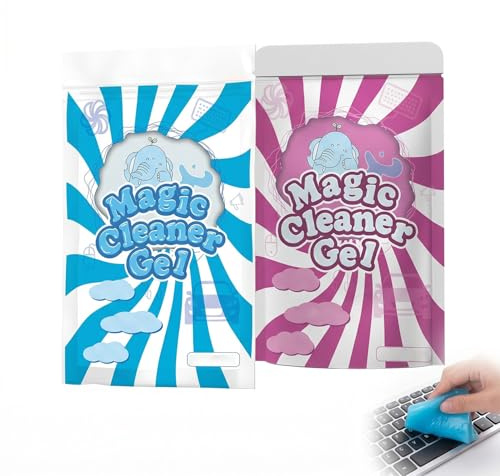 Pack de 2 Limpiador Teclado y Coche, Gel de Limpieza para Polvo de Ordenador, Portátil y Cámara, Masilla de Limpieza Reutilizable para Grietas y Dispositivos Electrónicos, Azul y Rosa (2 x 70g)