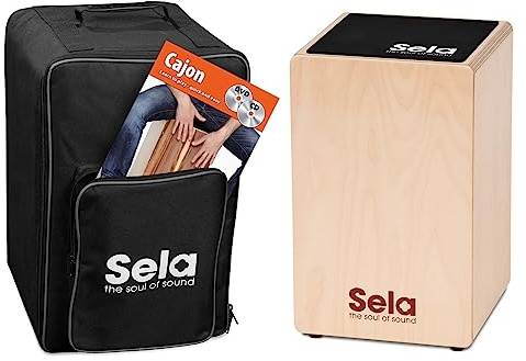 Sela SE 119 Primera Cajon nybörjarpaket med ryggsäck, cajon-dyna, tysk Cajon-bok, CD och DVD