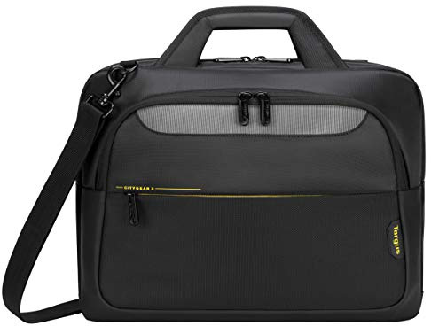 Targus CityGear Topload Notebook-Tasche, schlanke Laptoptasche für 14-15,6 Zoll, Umhängetasche mit Dome Protection System, ideale Tasche für Pendler – Schwarz, TCG460GL