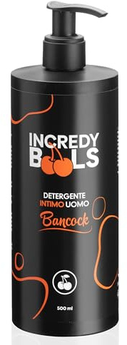 Incredy BooLS Nettoyant Sous-vêtements Homme Bancock - Bio & Vegan - pH 5.5 Physiologique - Hypoallergénique, Parfumé - Avec Charbon végétal - 500 ml - Fabriqué en Italie