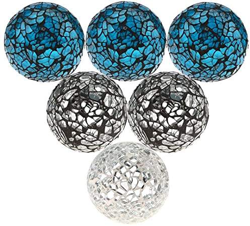 Kepfire Ronda Vidrio Esfera 6Pcs/6cm Mosaico Crepitar Orbes Bochas Jarrones Comedor Centerpiece Boda Fiesta Decorativo