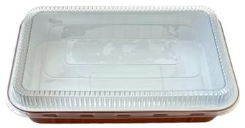 Contenitori Premium in alluminio laccati terracotta con coperchio in pet trasparente (497cc)