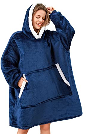 Gentlewarm Blanket Hoodie, Winter Warm Hooded Sherpa Fleece Snuggle Blanket, Giant Pocket Hoodie for Women Men, One Size Fits All