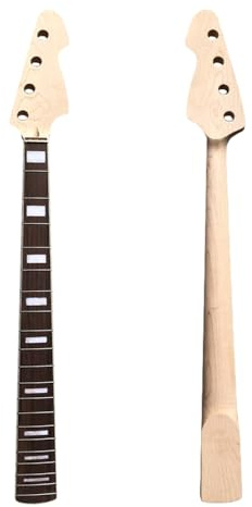 Vetimobato Maple Replacement Electric Bass Guitar Neck, 4-String 20 Fret 32'' Scale Length 38mm Nut & 65mm Heel Rosewood Fretboard Bolt On Unfinished Bass Neck DIY Installation & Repair Part