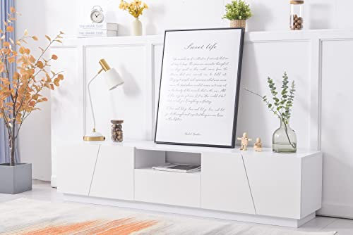 Merax TV-Schrank TV Lowboard Fernsehschrank Fernsehtisch Sideboard TV Lowboard Wohnzimmer Möbel TV Bank Weiß Lowboard Wohnzimmer TV Möbel TV Kommode TV Tisch tv lowboard Weiss lowboard weiß