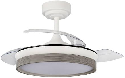 AKUNADECOR Ventilador Dc Modelo Doñana L Blanco/gris Led 72w Con Memoria De Color Dimable Akunadecor
