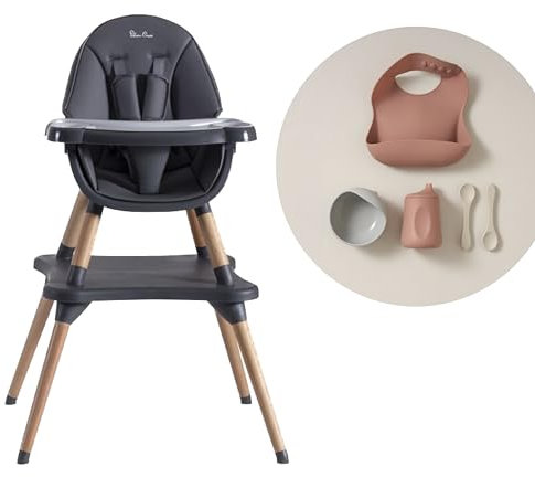 Silver Cross - Eat&Play 4-in-1 Highchair & Mealtime Set - Convertible Baby Chair, Booster Seat & Toddler Table & Chair - 6 Months to 5 Years - Graphite