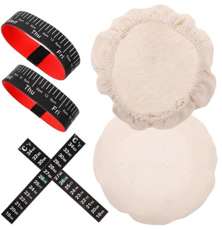 COLLBATH Fermentor Kit Sourdough Starter Jar Accessory Kit Cloth Cover Thermometer Strip and Date Marking Band for Bread Baking