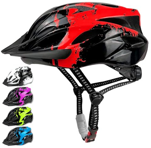 LeapBeast Casco Bicicleta Niño con Visera, Ajustable Cascos Infantiles de 3-13 Años, Protección Casco para Patines Patinete Patinaje Ciclismo Monopatín Scooter Deportes (Rojo, S (50-55cm))