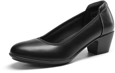 DREAM PAIRS Women's Block Heel Round Toe Dress Pumps,Black,9