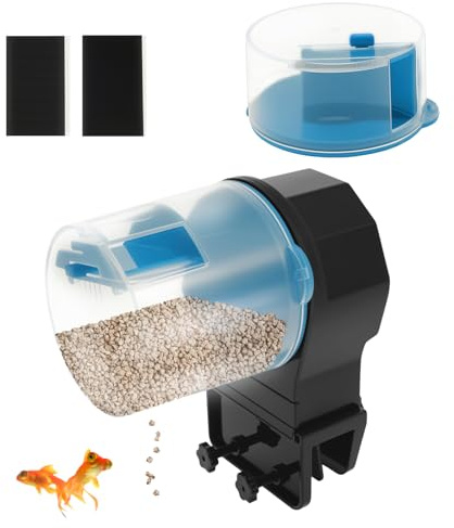 Distributeur automatique de nourriture pour poissons 12/24 h avec minuterie, 2 boîtes alimentaires, aquarium et tortues