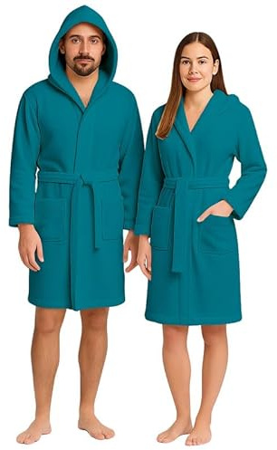 NARCISO Accappatoio Uomo Spugna con Cappuccio Accappatoio Donna Spugna Morbida Unisex Cotone Supreme Quality, Alto Potere Asciugante per Piscina, Palestra, Casa, Ospiti B&B (L, Ottanio)