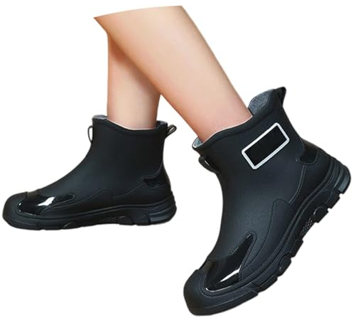 Allbestop Bottes de Pluie Femme Fleurs, Bottines Femme Bottes en Caoutchouc Bottines pour Botas de Talon Carré Para Mujer Femmes Chaussures Confortables