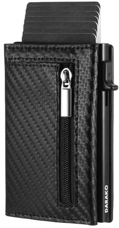 DARAKO Prime Wallet mit Münzfach & RFID-Schutz - Mini Geldbörse für Herren & Damen klein - Kreditkartenetui Kartenetui - Portemonnaie Portmonee - Slim Wallet Geldbeutel Mikrofaser Leder (Space-Carbon)