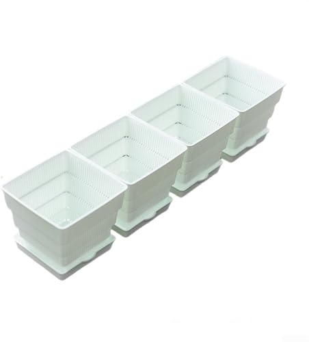 Oniissy Set di vasi da fiori in plastica traspirante, per piantare ortaggi domestici, soglia salvaspazio con fori di drenaggio, compatibile con erbe e cipolle piccolo (12 cm)