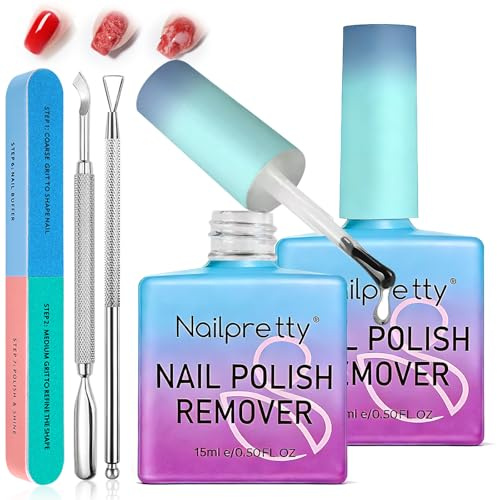 2 Pièces Magic Remover Vernis Semi Permanent avec Acétone, Dissolvant Vernis à Ongles en Gel - 3-5 Minutes Retrait Rapide Gel UV, Avec Lime à Ongles et Grattoir à Cuticules