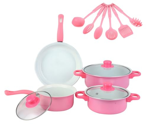 Non Stick Pots and Pans Set 13 Piece Induction Hob, Saucepan Set with Lids, Cookware Sets Non Stick, Pans Sets Non-Stick Stackable for Kitchen, Stone Coating for Induction Hob Only (Not for Gas)