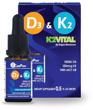 CanPrev D3 & K2 Drops - MCT Oil Base, 15ml Liquid Vitamin Supplement, 450 Drops with 250IU D3 & 30mcg MK-7 K2, Supports Strong Bones & Teeth, Easy-to-Take Formula, Free from Gluten, Dairy, Soy & Sugar