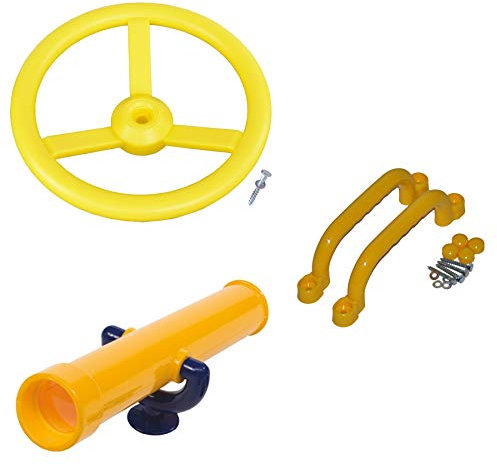 Loggyland Set di accessori per torre da gioco: volante, cannocchiale e maniglie, giallo, 3+ anni, unisex