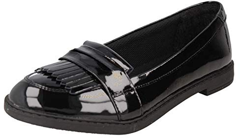 Clarks Loxham Brogue Youth Patent Shoes in Black Patent Size 3.5